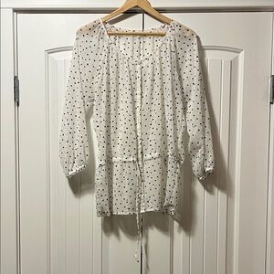 White Blouse with Black Polka Dots
